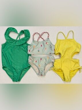 Cat & Jack Girls Swimsuit Bundle 5T Bikini + One Piece Lot of 3